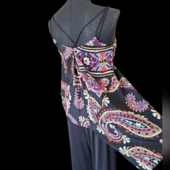 Silk HD IN PARIS Anthropologie "Moonset" Black Paisley Asymmetric Cami - Picture 7 of 9